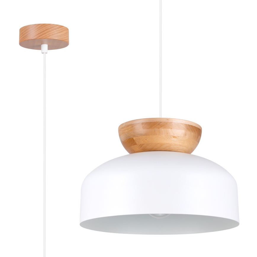 Lestenec na vrvici MARION 1xE27/15W/230V pr. 29,5 cm bela