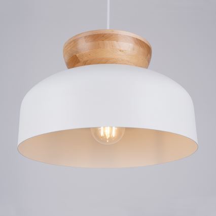 Lestenec na vrvici MARION 1xE27/15W/230V pr. 29,5 cm bela