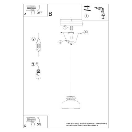 Lestenec na vrvici MARION 1xE27/15W/230V pr. 29,5 cm bela