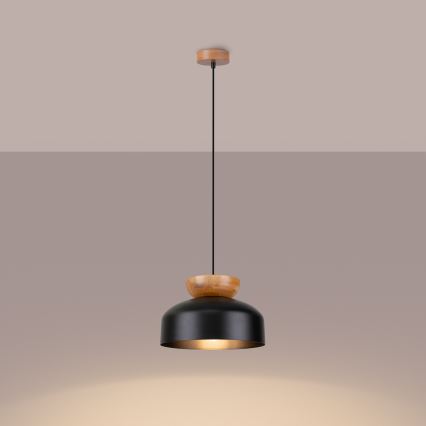 Lestenec na vrvici MARION 1xE27/15W/230V pr. 29,5 cm črna