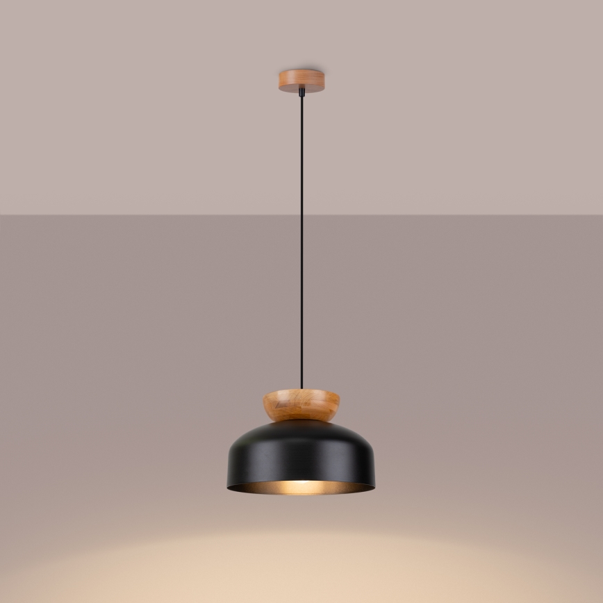 Lestenec na vrvici MARION 1xE27/15W/230V pr. 29,5 cm črna