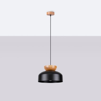 Lestenec na vrvici MARION 1xE27/15W/230V pr. 29,5 cm črna