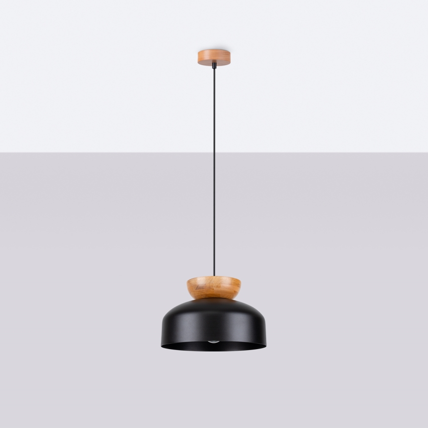 Lestenec na vrvici MARION 1xE27/15W/230V pr. 29,5 cm črna