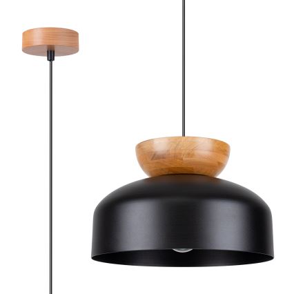 Lestenec na vrvici MARION 1xE27/15W/230V pr. 29,5 cm črna