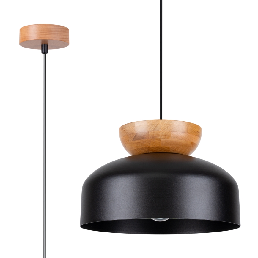 Lestenec na vrvici MARION 1xE27/15W/230V pr. 29,5 cm črna