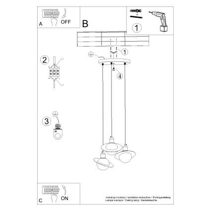 Lestenec na vrvici HYPERION 3xG9/8W/230V bela