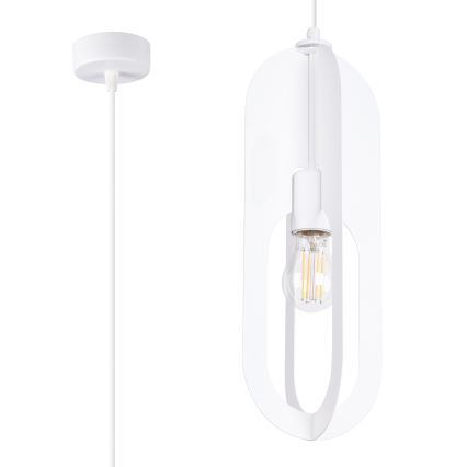 Lestenec na vrvici NICUS 1xE27/15W/230V bela
