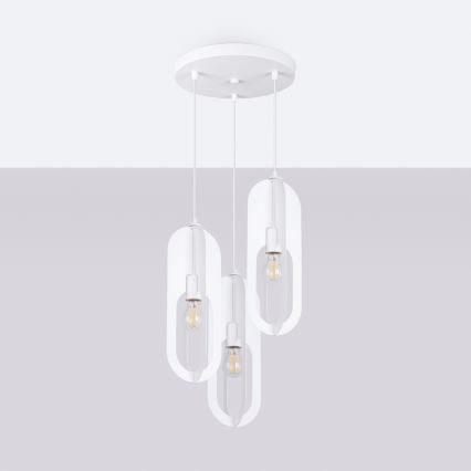 Lestenec na vrvici NICUS 3xE27/15W/230V bela