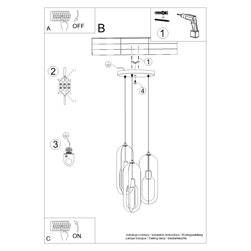 Lestenec na vrvici NICUS 3xE27/15W/230V bela