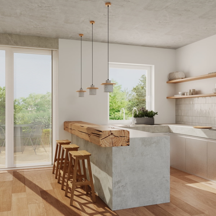 Lestenec na vrvici MAB 1xE27/15W/230V premer 22 cm beton/siva