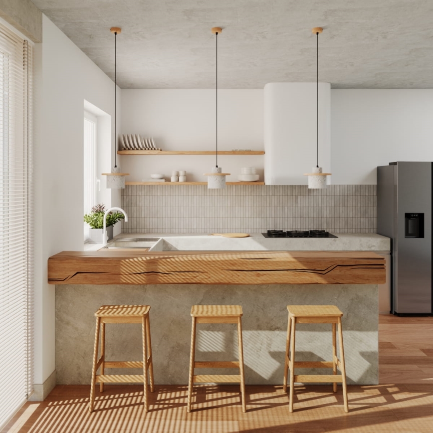 Lestenec na vrvici MAB 1xE27/15W/230V premer 22 cm beton/siva