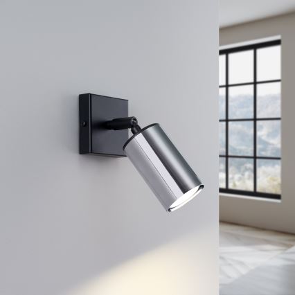 Stenski reflektor WINX 1xGU10/10W/230V črna/sijajni krom
