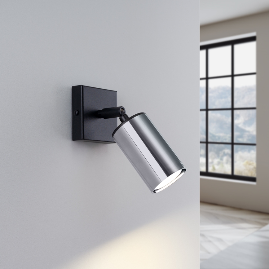 Stenski reflektor WINX 1xGU10/10W/230V črna/sijajni krom
