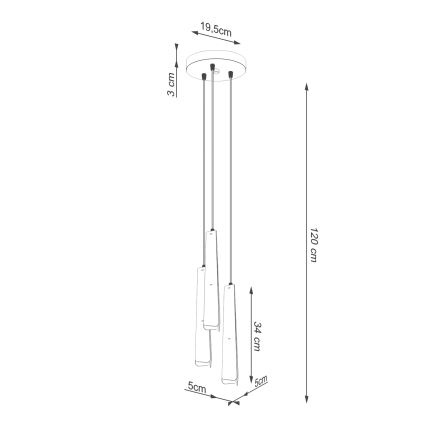 Lestenec na vrvici PRYSM 3xG9/8W/230V bela