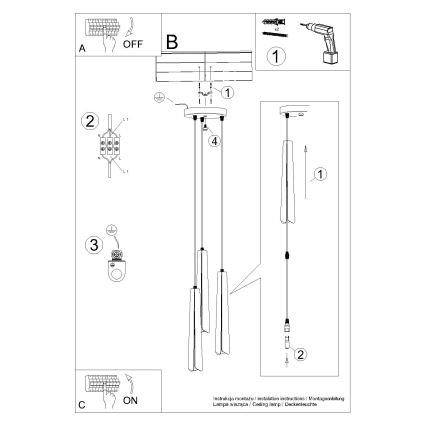 Lestenec na vrvici PRYSM 3xG9/8W/230V bela