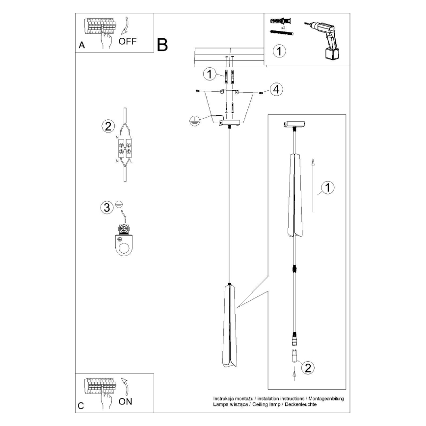 Lestenec na vrvici PRYSM 1xG9/8W/230V črna