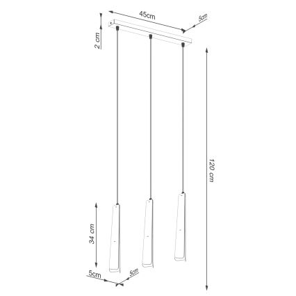Lestenec na vrvici PRYSM 3xG9/8W/230V črna