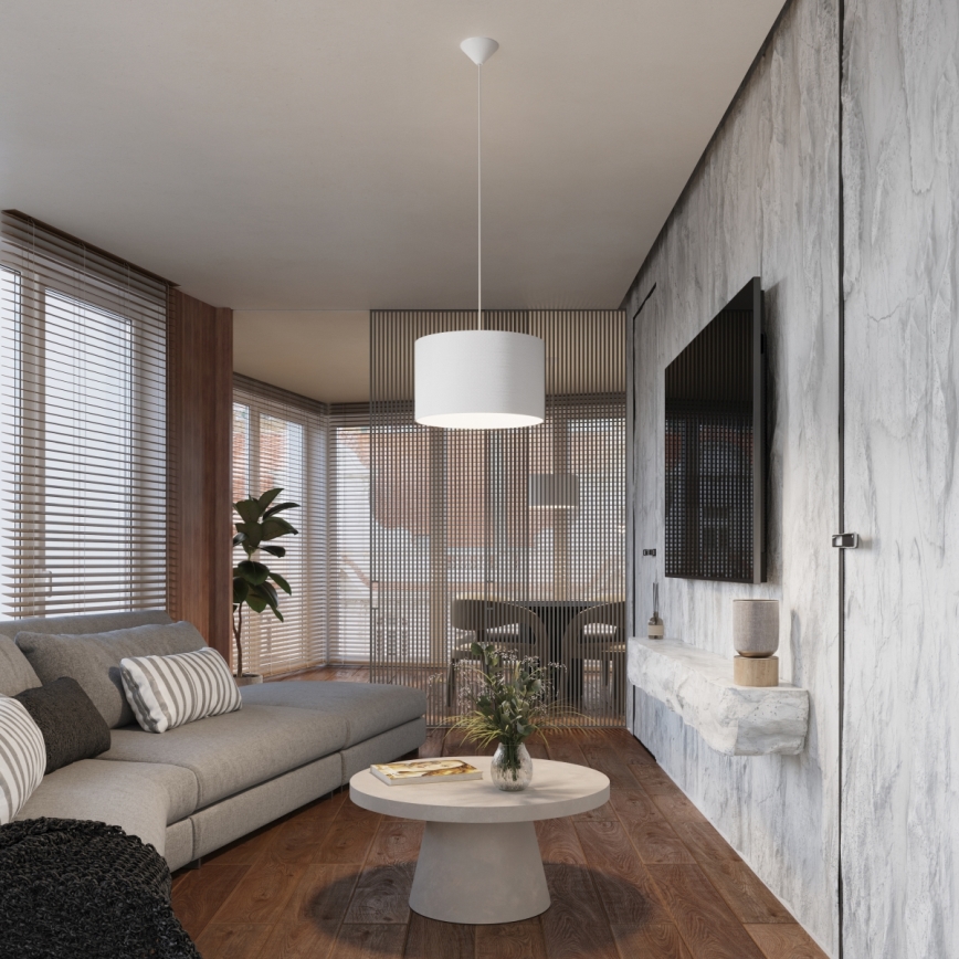 Lestenec na vrvici NOVA 1xE27/15W/230V pr. 30 cm bela