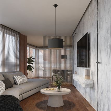 Lestenec na vrvici NOVA 1xE27/15W/230V pr. 30 cm črna