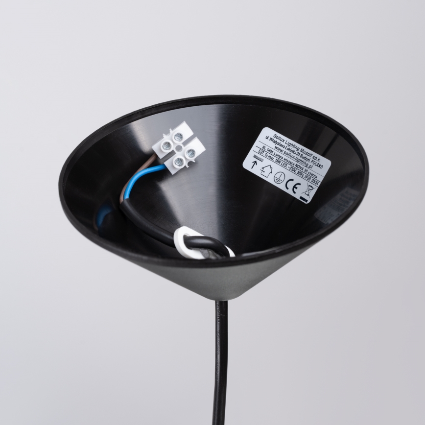 Lestenec na vrvici NOVA 1xE27/15W/230V pr. 30 cm črna