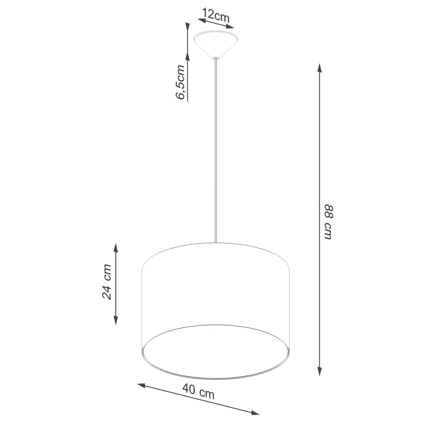Lestenec na vrvici NOVA 1xE27/15W/230V pr. 40 cm črna