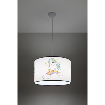Otroški lestenec na vrvici UNICORN 1xE27/15W/230V pr. 40 cm samorog