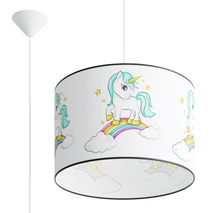 Otroški lestenec na vrvici UNICORN 1xE27/15W/230V pr. 40 cm samorog