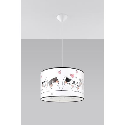 Otroški lestenec na vrvici CAT 1xE27/15W/230V pr. 40 cm mačka