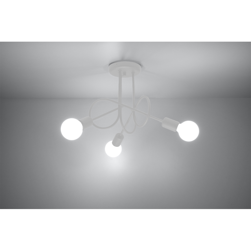 Nadgradni lestenec LOOP 3xE27/15W/230V bela