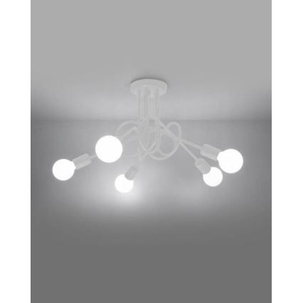Nadgradni lestenec LOOP 5xE27/15W/230V bela