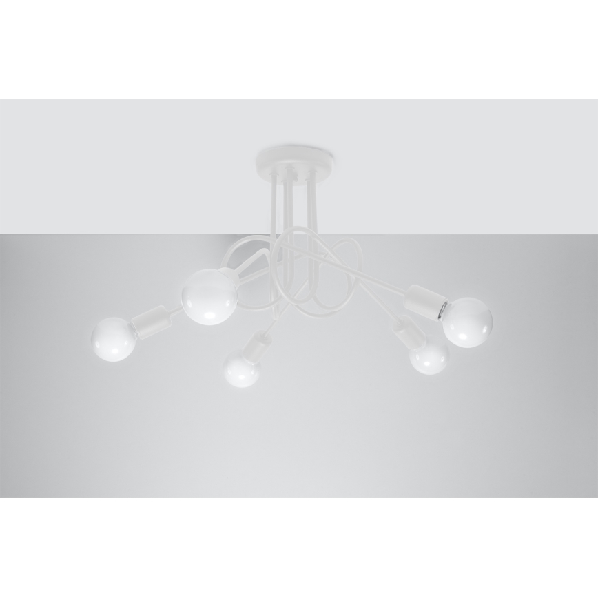 Nadgradni lestenec LOOP 5xE27/15W/230V bela