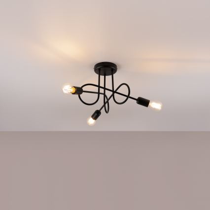 Nadgradni lestenec LOOP 3xE27/15W/230V črna