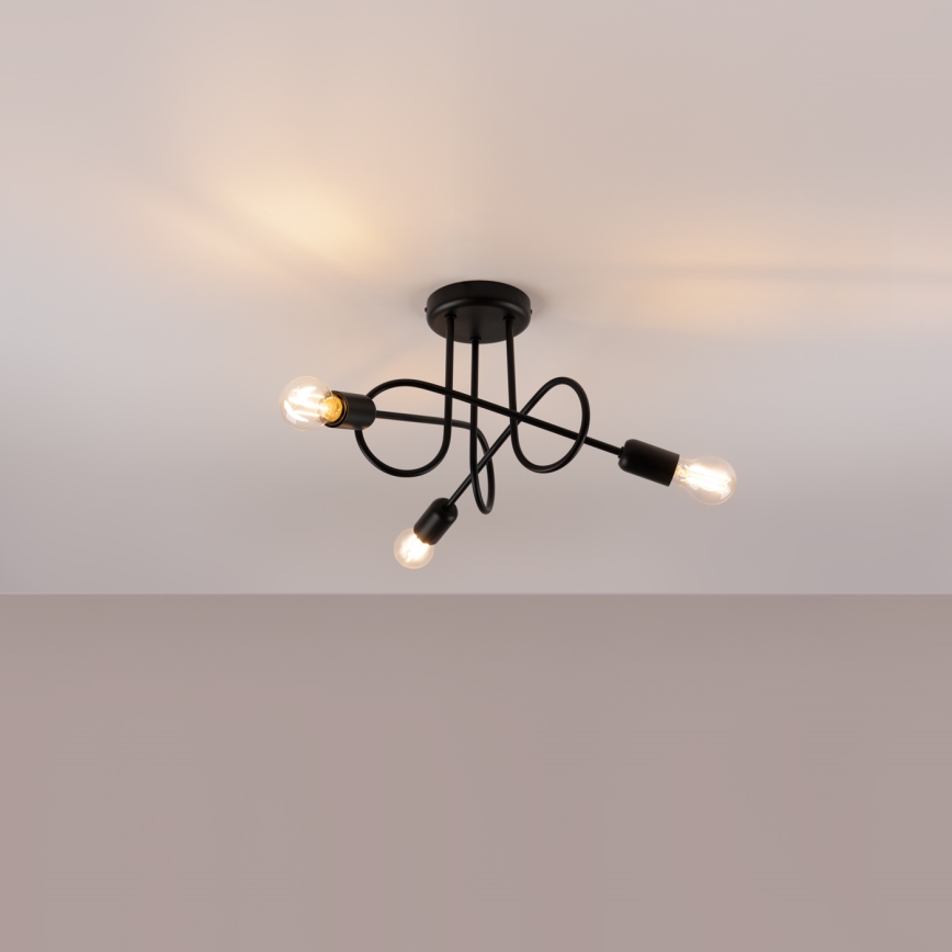 Nadgradni lestenec LOOP 3xE27/15W/230V črna