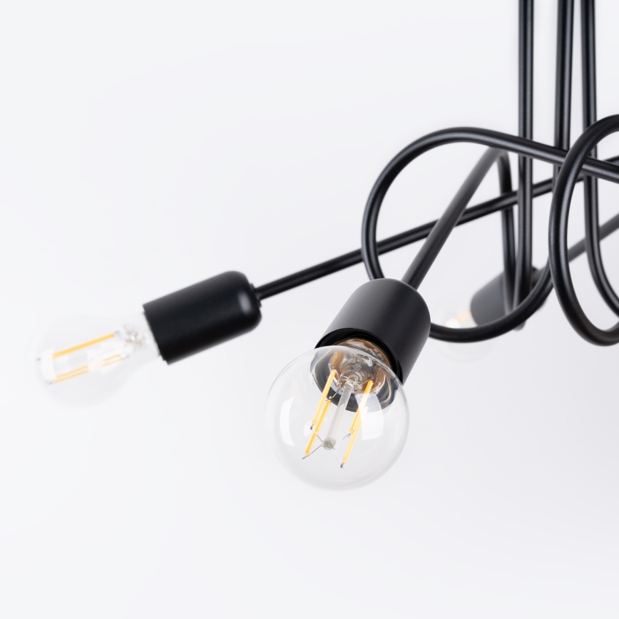 Nadgradni lestenec LOOP 5xE27/15W/230V črna