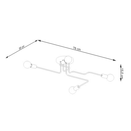 Nadgradni lestenec VECTOR 4xE27/15W/230V črna