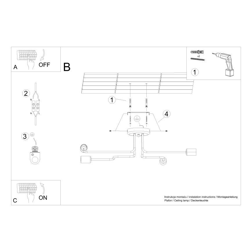 Nadgradni lestenec VECTOR 4xE27/15W/230V črna