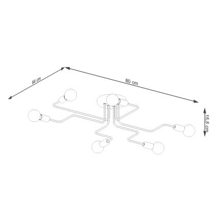 Nadgradni lestenec VECTOR 6xE27/15W/230V črna