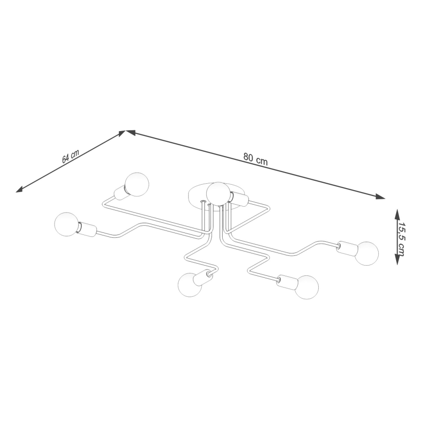Nadgradni lestenec VECTOR 6xE27/15W/230V črna