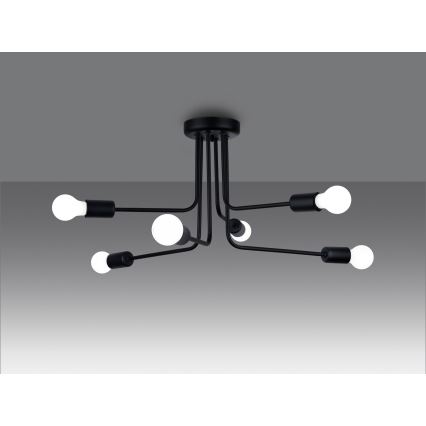 Lestenec na drogu NORAH 6xE27/15W/230V črna
