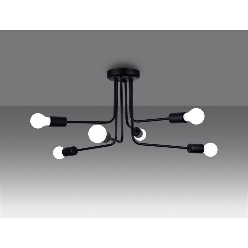 Lestenec na drogu NORAH 6xE27/15W/230V črna