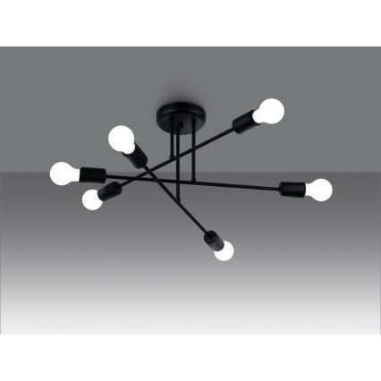 Lestenec na drogu NORAH 6xE27/15W/230V črna