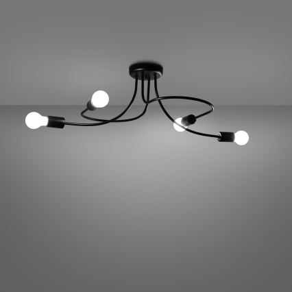 Lestenec na drogu LEVAR 4xE27/15W/230V črna