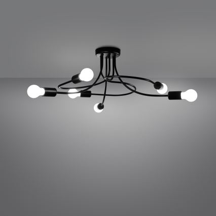 Lestenec na drogu LEVAR 6xE27/15W/230V črna