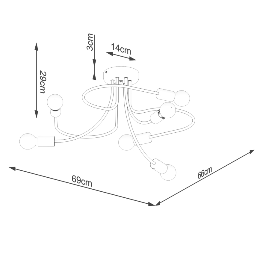Lestenec na drogu LEVAR 6xE27/15W/230V črna