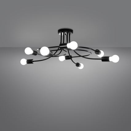 Lestenec na drogu LEVAR 8xE27/15W/230V črna