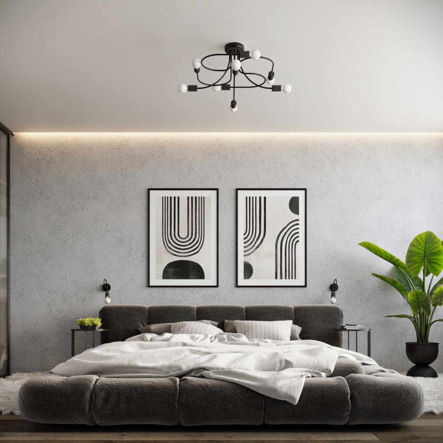 Lestenec na drogu LEVAR 8xE27/15W/230V črna
