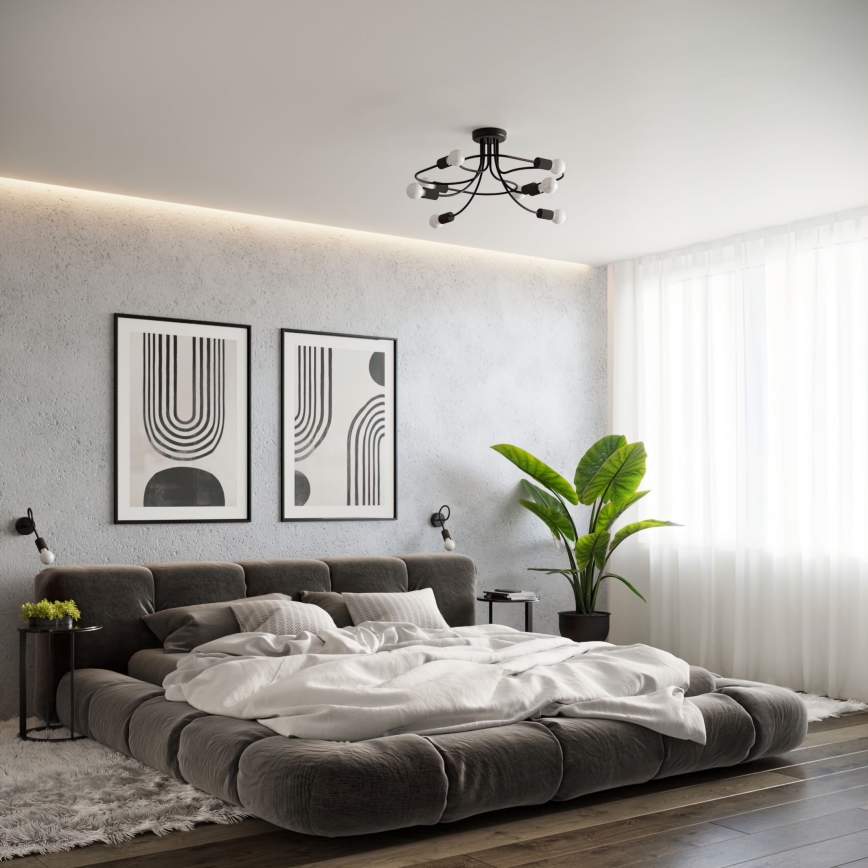 Lestenec na drogu LEVAR 8xE27/15W/230V črna