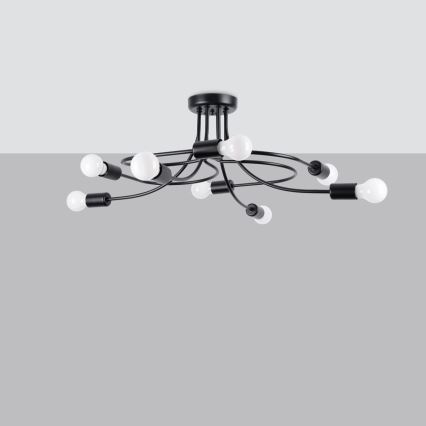 Lestenec na drogu LEVAR 8xE27/15W/230V črna