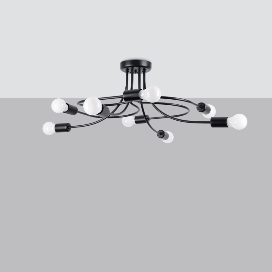 Lestenec na drogu LEVAR 8xE27/15W/230V črna