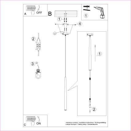 Lestenec na vrvici BLISS 1xG9/8W/230V črna